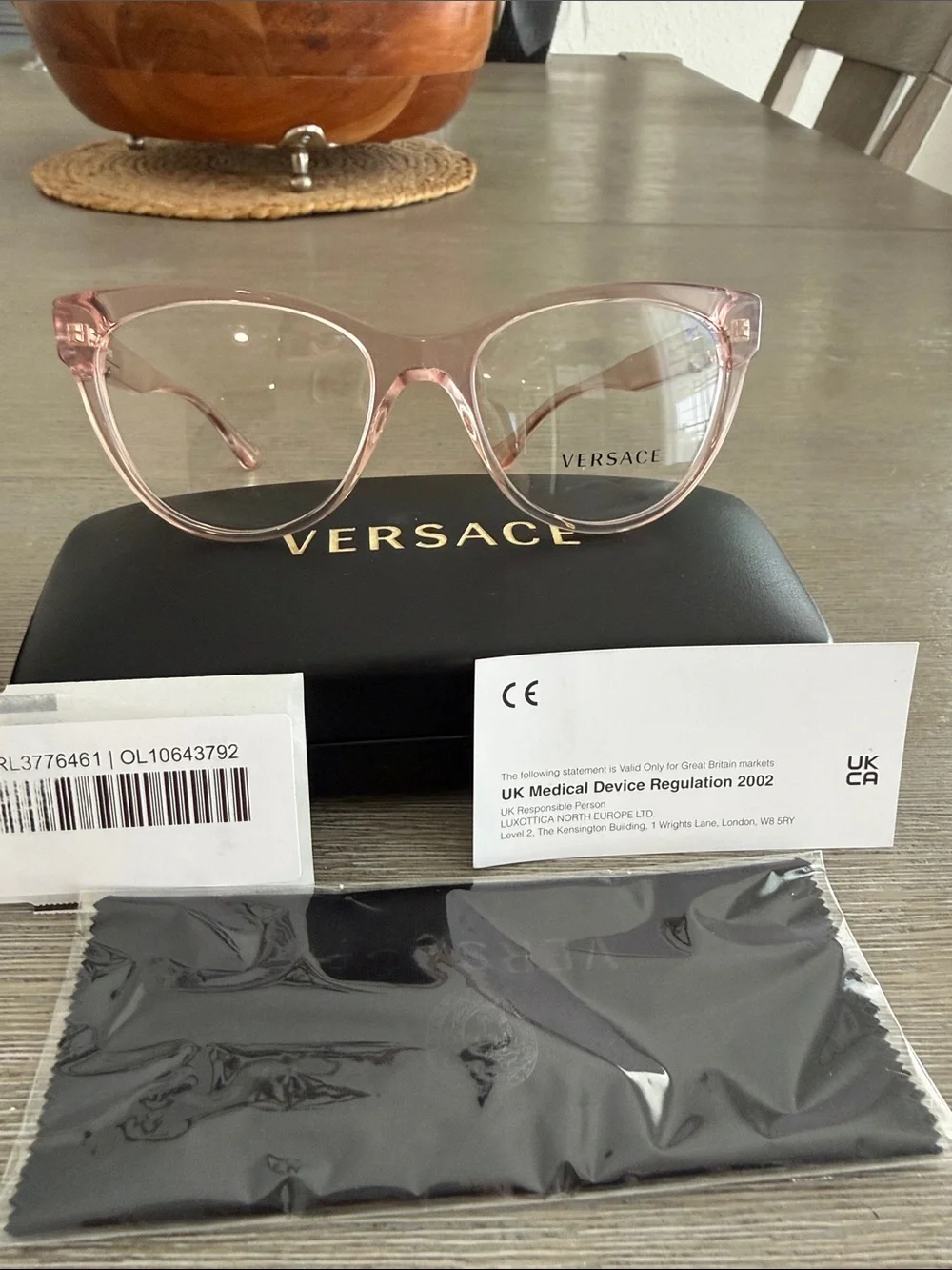 Versace Transparent Pink Round-Frame Glasses